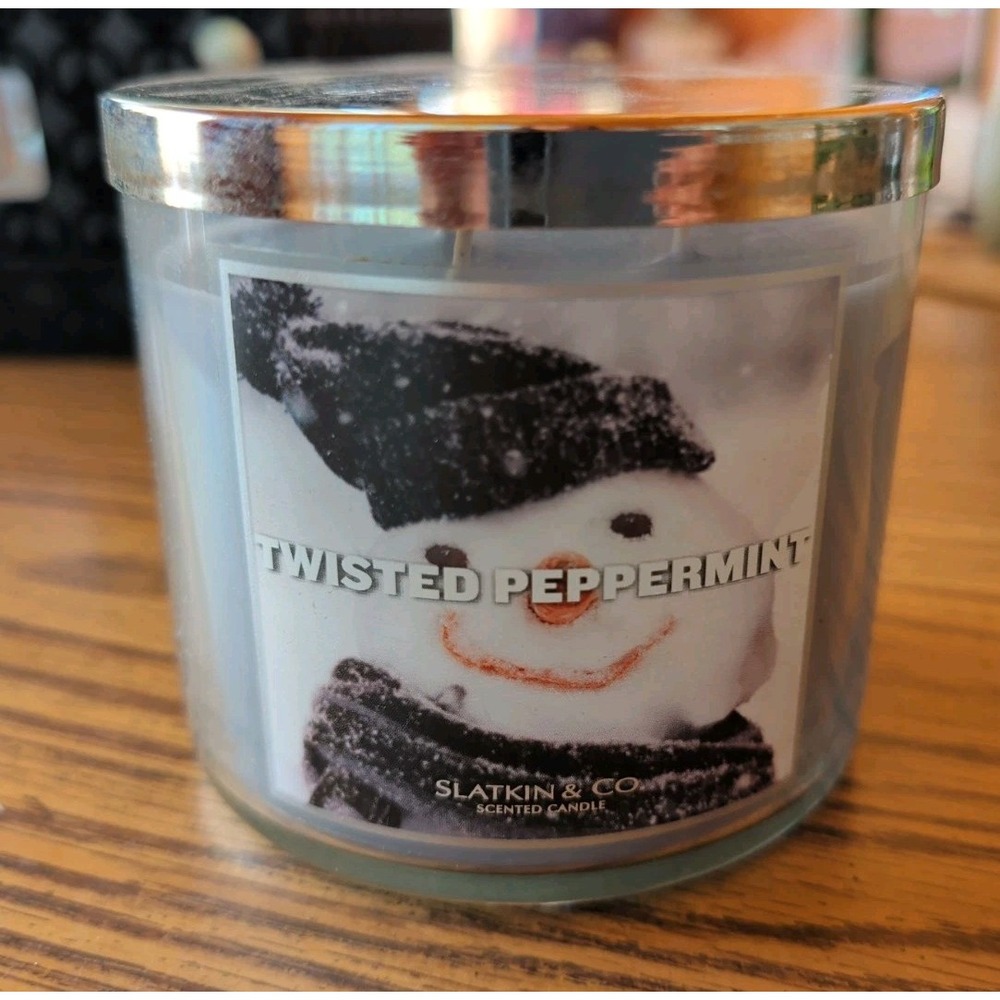 NEW Bath & Body Works Candle 3 Wick 14.5 oz Slatkin & Co. Twisted Peppermint